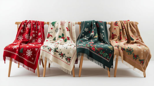 Christmas Printed Throw Camel Multi Christmas Motif