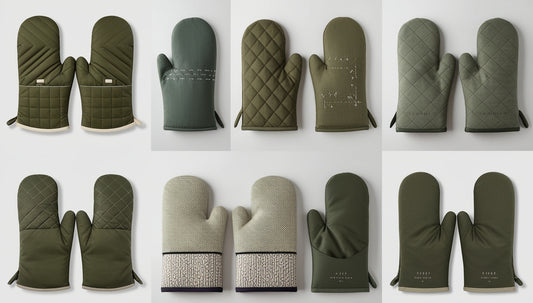Olive Green Quilted Oven Mitt Set - Solid & Textured Kitchen Gloves