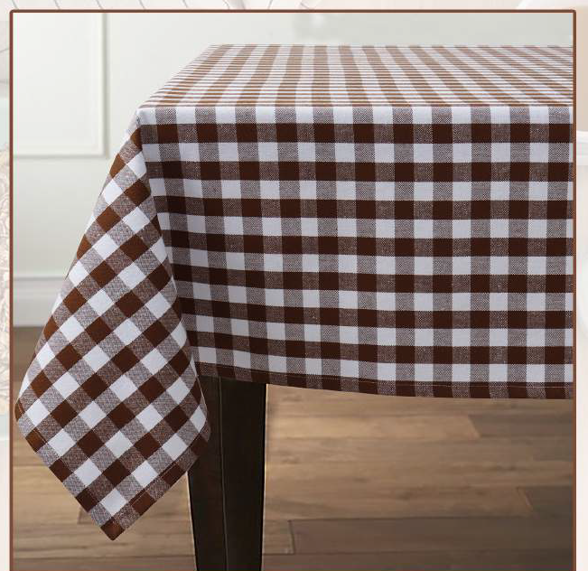 Brown White Buffalo Check Tablecloth – Classic Farmhouse Gingham | Cotton Dining Table Cover