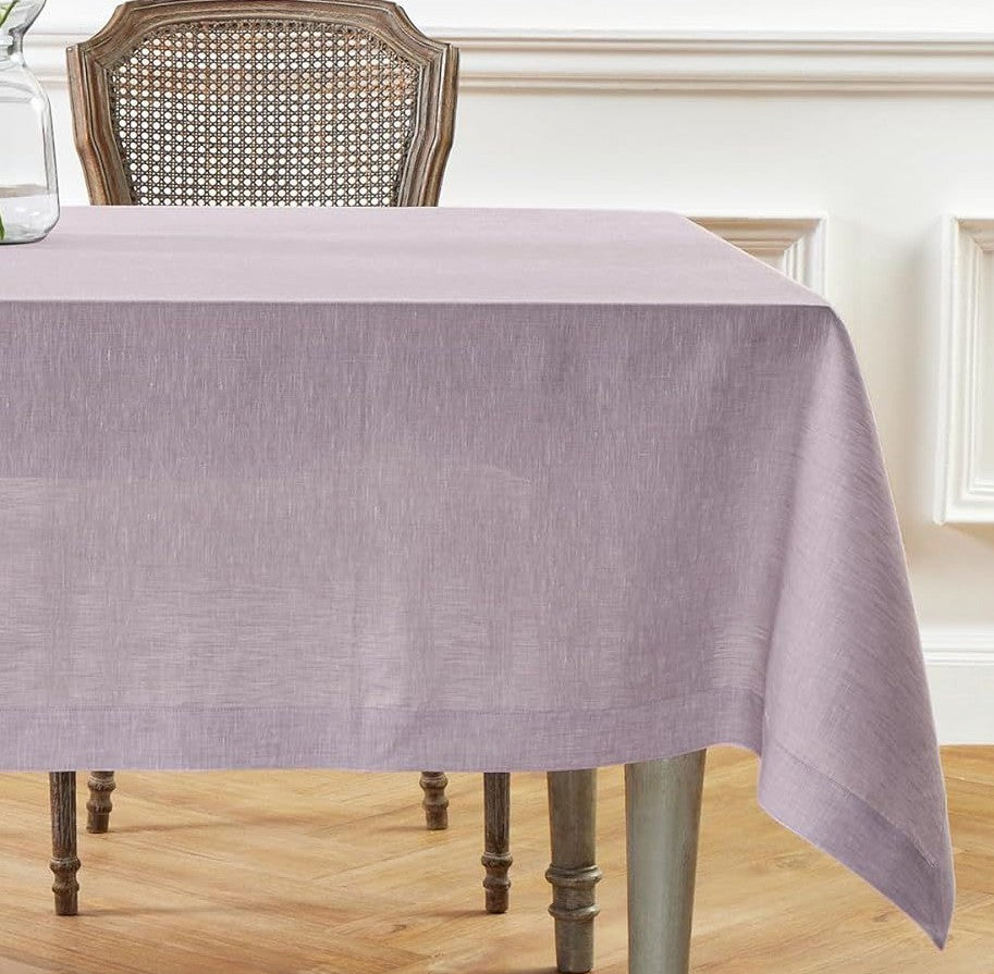 Solid Lavender Linen Look Tablecloth – Washed Purple | Minimalist Elegant Dining Table Cover