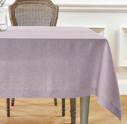 Solid Lavender Linen Look Tablecloth – Washed Purple | Minimalist Elegant Dining Table Cover