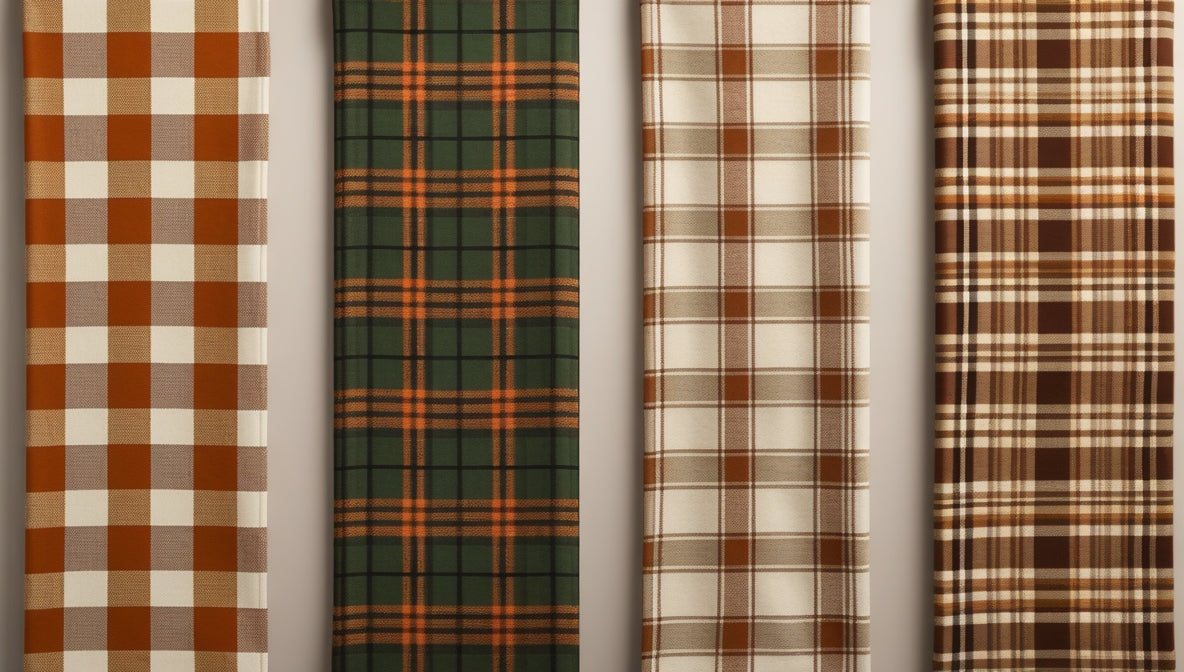 Classic Plaid Woven Table Runner Set – 4 Designs | Orange Green Cream Brown Tartan | Year-Round Dining