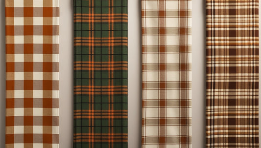 Classic Plaid Woven Table Runner Set – 4 Designs | Orange Green Cream Brown Tartan | Year-Round Dining