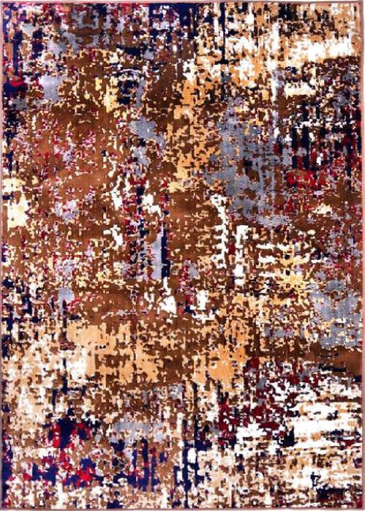 Vintage Distressed Abstract Area Rug â€“ Rust Multi