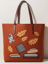 Autumn Harvest PU Leather Tote Bag â€“ Rust Orange