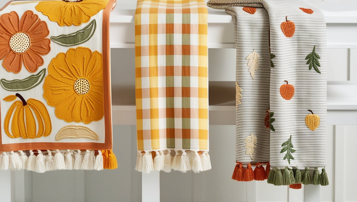 Marigold Carnival Stripe Throw Ivory Acorn Oak Leaf