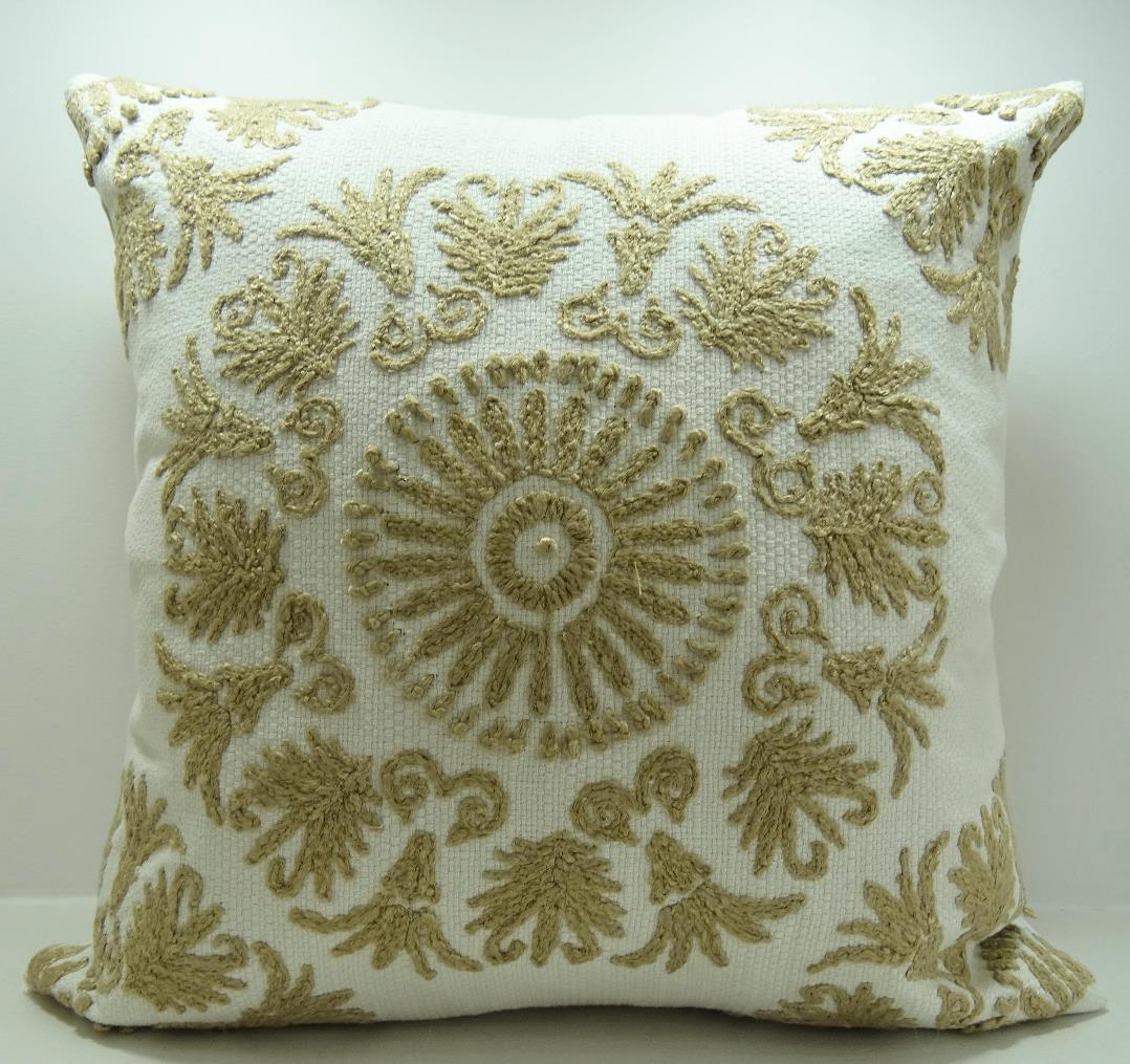 Beige Matty Embroidered Pillow Cover