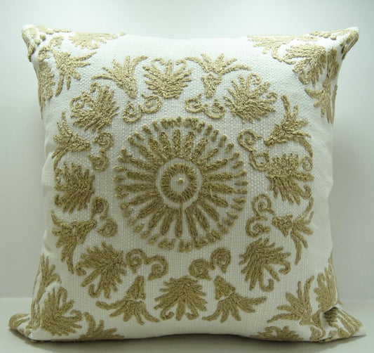 Beige Matty Embroidered Pillow Cover