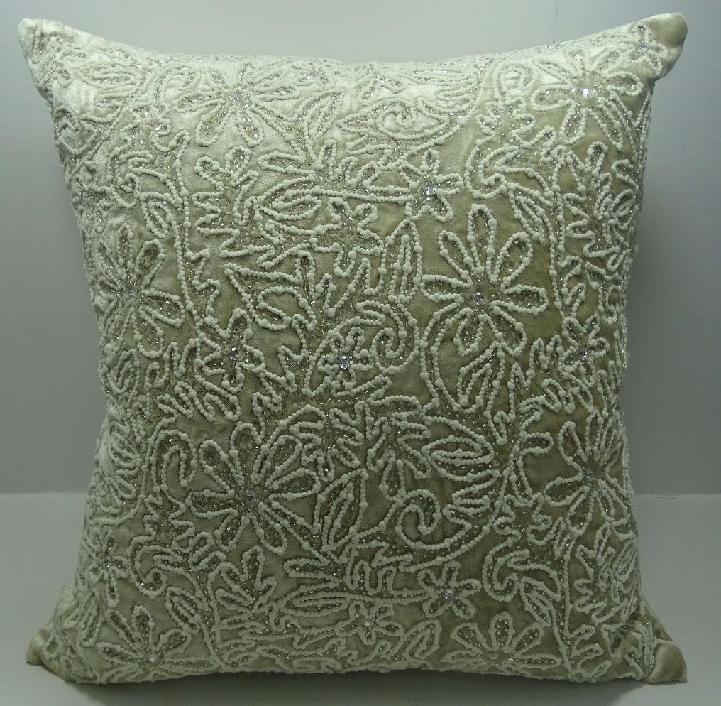 White Bead Velvet Pillow Cover