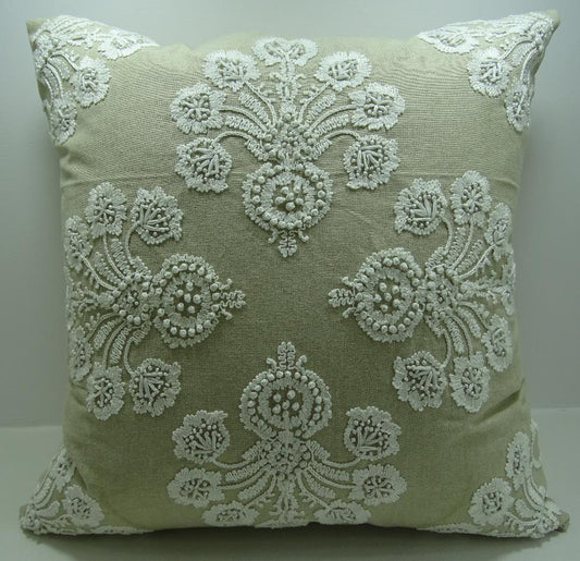 Hand Knotted White Chambray Pillow Cover