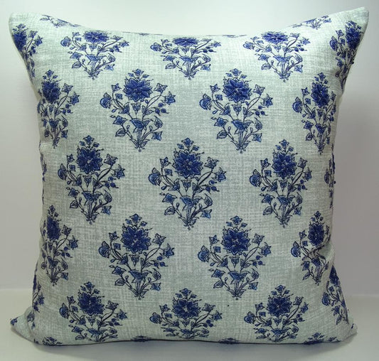 Blue Stripe Embroidered Pillow Cover