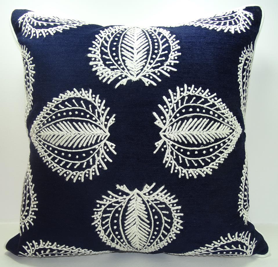White Floral Embroidered Pillow Cover