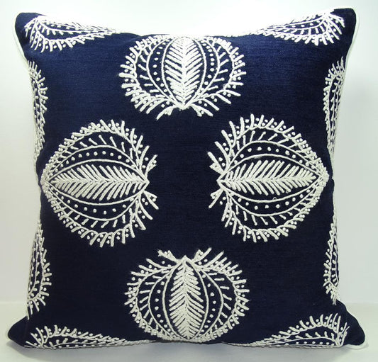 White Floral Embroidered Pillow Cover