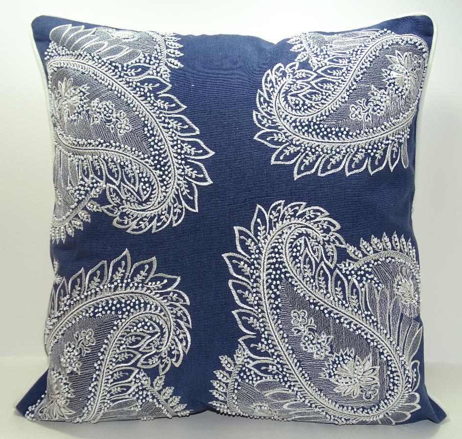 White Casement Embroidered Pillow Cover